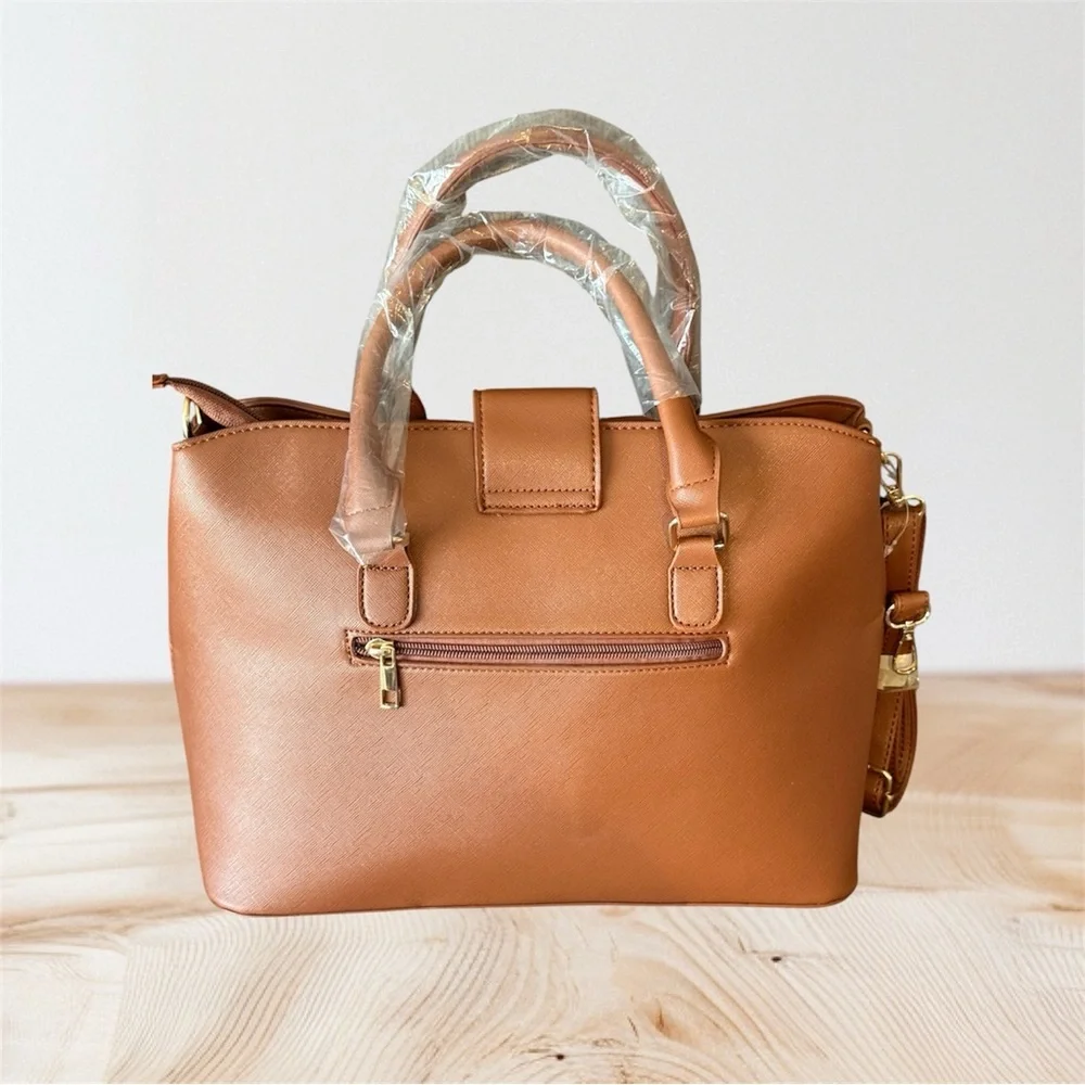 Alexis Bendel Cognac Satchel Gold Hardware Crossbody
